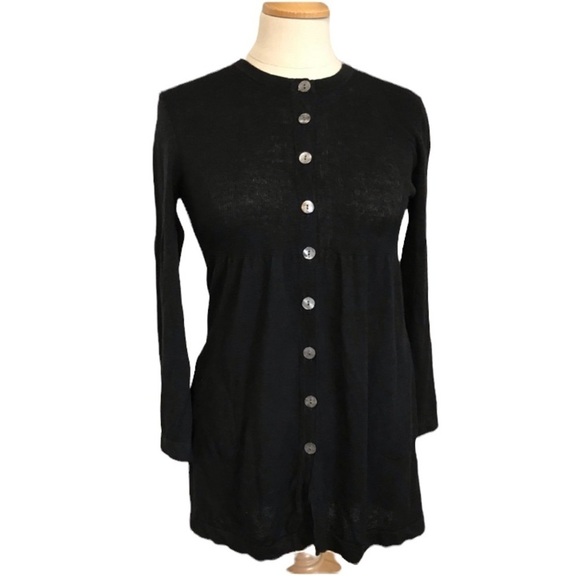 Trina Turk Sweaters - Trina Turk Long Cardigan/dress /  Size Small Black Linen blend
